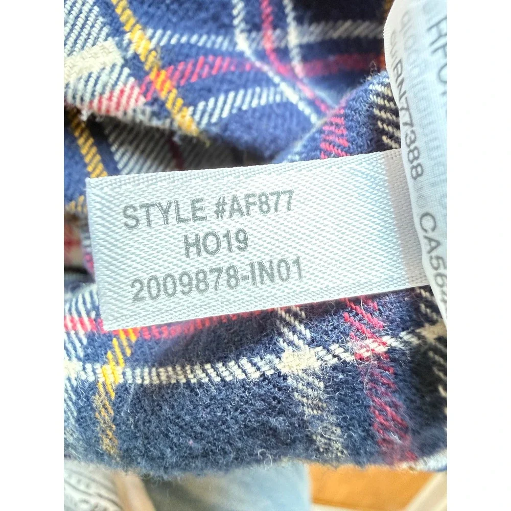 J. Crew Mens Flannel Shirt L Blue Yellow Plaid Cotton‎ Long Sleeve AF877 Y2K